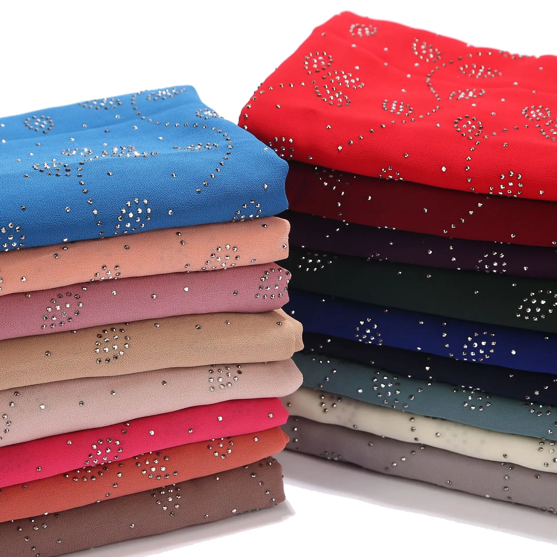 女の子のためのマレーシアの安いヒジャーブスカーフラインストーンボイルイスラム教徒のスカーフ女性ロングヒジャーブショール