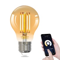 Lâmpada inteligente tuya a60 com filamento, lâmpada e27 regulável, funciona com alexa e google home