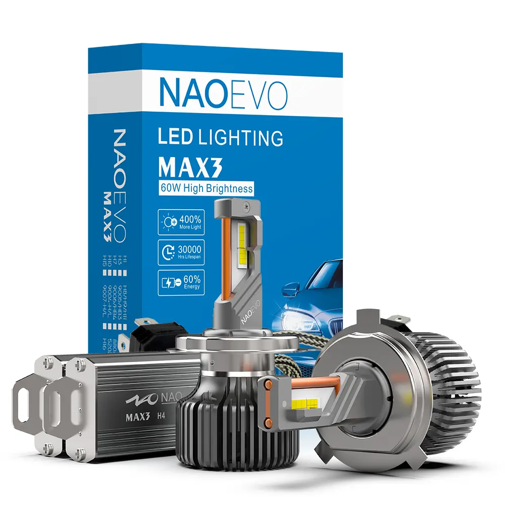 NAO Super Bright Max3 120W Car Light Bulb H11 Canbus 12V 360 Automotive Accessories Luces Focos Led H7 Led Headlight Auto Led H4