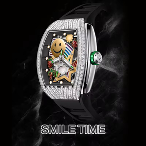 Montre automatique de luxe personnalisée pour homme, cadran rectangulaire 43 mm, verre lumineux, calendrier, réserve de marche, bracelet en caoutchouc - Product Image 1