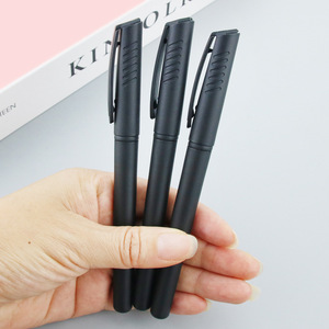 Custom Pen Frosted Ballpoint Pen Matte Black <b>Rod</b> With Black Core <b>Plastic</b> Shell Silk Screen Printing Promotional Gift Set - Product Image 1