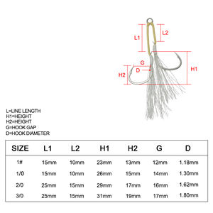 JK(Janker) <span class=keywords><strong>TJH</strong></span> Crochets barbelés à double assistance-Acier à haute teneur en carbone antirouille pour leurre de poisson-chat et de bar/pêche de fond en eau salée océanique - Product Image 4