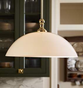 Lampada a sospensione Vintage in vetro a cupola con finitura in ottone a lunghezza regolabile per soffitto per cucina isola sala da pranzo - Product Image 3