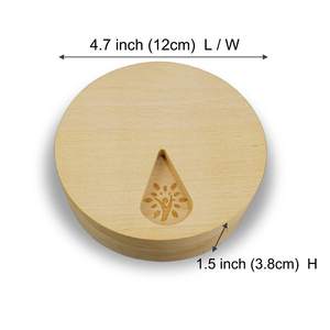 Wood Handmade <b>Pill</b> Box Portable Natural Color Round <b>Pill</b> Box Magnetic Design Wooden <b>Weekly</b> <b>Pill</b> <b>Organizer</b> with Velvet Pouch - Product Image 4