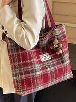 Sac à main grande capacité à carreaux - 2 compartiments, sac à bandoulière, sac de shopping pour femme, sac bandoulière pour femme