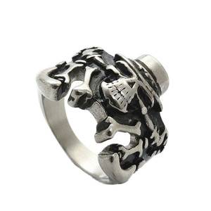 Anillo de Acero Inoxidable con Diseño de Esqueleto, Estilo Punk Retro para Hombre, Joyería de Regalo, Color Plateado - Product Image 1