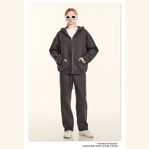 Sweat-shirt à capuche unisexe décontracté en polaire 440G personnalisé, lourd, respirant, avec fermeture éclair double sens, impression numérique - Product Image 5