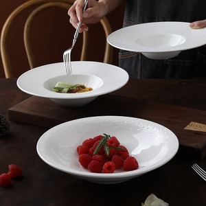 Plato de Sopa de Vegetales de Cerámica <span class=keywords><strong>Blanca</strong></span> Pura, Estilo Occidental Clásico, Ecológico, Apto para Lavavajillas, <span class=keywords><strong>Vajilla</strong></span> Duradera - Product Image 2