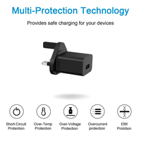 Chargeur USB 5v 2.1a 10W avec prise UK 3 broches, 5 volts 2 ampères, certifié UKCA CB CE