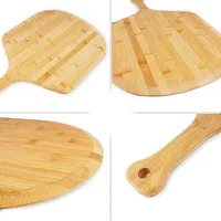 Planche à pizza en bambou épais de qualité supérieure avec poignée ergonomique pour la cuisson et le service des pains plats ronds