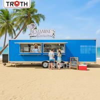 Food Truck Carré Personnalisé Truth pour Pizzas et Gaufres avec Salle de Bain, Chariots de Vente Alimentaire Mobiles Entièrement Équipés, Remorque à Glaces