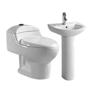 Moderno banheiro sanitário ware suíte pedestal pia uma peça commode vaso sanitário tigela cerâmica vaso sanitário conjunto