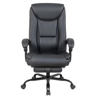Chaise de bureau exécutive moderne et contemporaine en cuir synthétique, réglable en hauteur, pivotante à 360°, base en métal pour le bureau