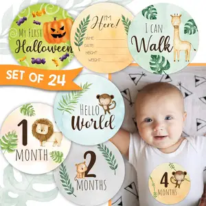 高品质装饰贴纸男婴月1-12月里程碑婴儿贴纸婴儿月里程碑贴纸