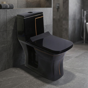Inodoro de una pieza de cerámica de porcelana negra de lujo, funcionamiento automático para baño, uso exterior para construcción de hoteles - Product Image 1