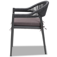 Chaise de salle à manger d'extérieur en métal et corde fini gris, design moderne, nouvelle collection