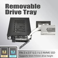 Unestech Rak Mobile HDD Metal 2 Bay NVMe U.2 SSD 2,5 inci Dengan 64Gb SFF-8654 4i/Pemasangan Bay Floppy Drive 3,5 inci