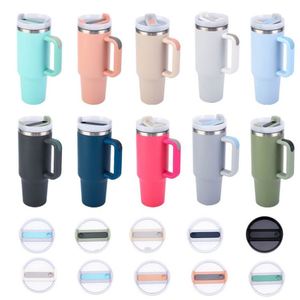 Vaso de Acero Inoxidable Reutilizable de Doble Pared con Aislamiento al Vacío de 40 oz, con Asa, Tapa y Pajita, para Viaje, con Logotipo Personalizado - Product Image 4