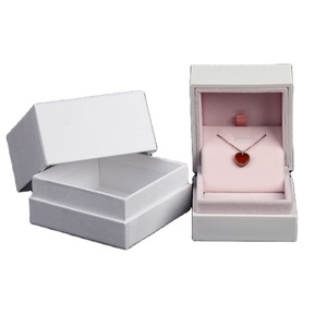 Luxury <b>White</b> Leather Paper Jewelry <b>Gift</b> <b>Box</b> for Ring Necklace Bangle Wedding and Valentine's Day Packaging - Product Image 6