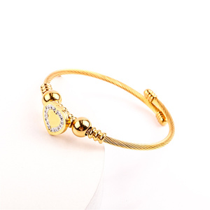 Factory price heart chain make a wish bracelet stainless steel