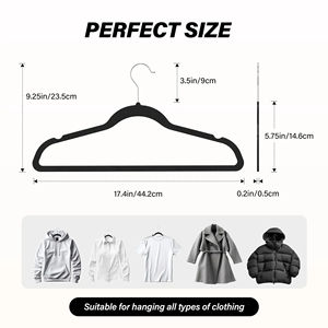 Cintres en plastique ABS gain de place, velours et tissu, crochet pivotant à 360 degrés, antidérapant, séchoir à linge pour enfants, organisateur en feutre floqué - Product Image 2