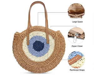 Sangle Boho Perlee Paille De Gros Sac Sunsier Tisse Noir Sacs Tisses Boheme Crossbody Straw Big Bag Du Livre A Main Verifie - Product Image 2