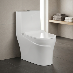 Offre Spéciale : Ensemble WC Monobloc Moderne en Céramique à Poser au Sol avec Double Chasse et Lavabo sur Pied pour Salle de Bain - Product Image 3