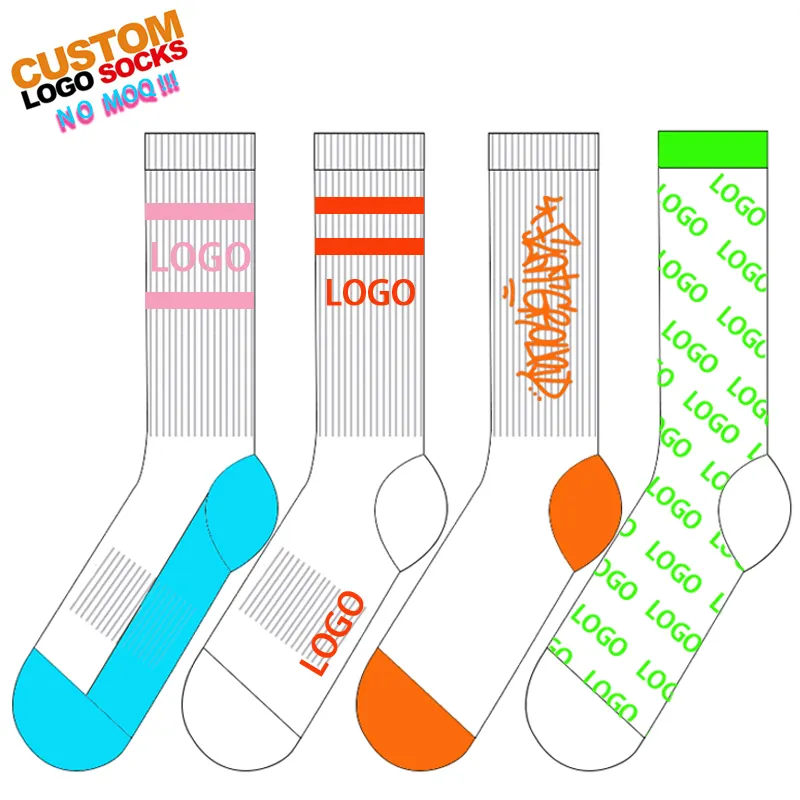 Custom Logo No Minimum Order Own Fashion Embroidery Jacquard cute colorful womens Cotton Crew Socks