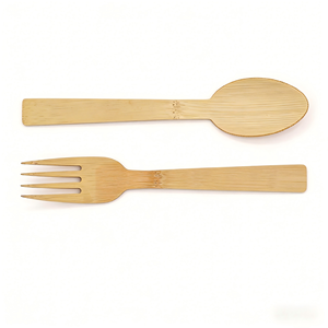 Ensemble de couverts en bambou de 140 mm, emballés individuellement dans du papier kraft, compacts, jetables, fourchette, cuillère, couteau, couverts jetables pour les voyages - Product Image 2