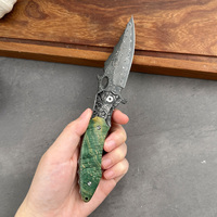 Couteau à fruits en acier Damas avec manche en bois stabilisé à la résine, couteau pliant Damas, collection cadeau, couteau de poche
