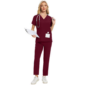 Uniforme da infermiera Set di Scrub medico da donna uomo con scollo a v Top Pant odontoiatrico Spot veterinario all'ingrosso Logo del marchio di personalizzazione multicolore - Product Image 4