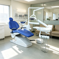 Sillón Dental Médico Estándar Europeo con Reposacabezas Ajustable y Lámpara LED, Unidad Completa de Tratamiento Dental para Hospitales Dentales