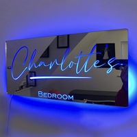 Nouveau design de panneau lumineux LED néon miroir acrylique panneau LED lettres de canal signalisation lumineuse rétroéclairée pour décoration de salle de bar de voiture