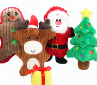 Jouets en peluche de Noël pour animaux de compagnie, jouets à mâcher pour chien, Père Noël, pingouin, homme en pain d'épices, jouets interactifs doux et rembourrés pour chiots