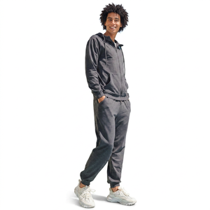 Conjunto Deportivo Impermeable de Nailon para Hombre, Estilo Cortavientos, Diseño de Paneles Rojos y Blancos, para Correr al Aire Libre - Product Image 1