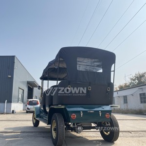Voiture de tourisme électrique vintage ZOWN modèle T, 4 places avec auvent, couleur verte - Product Image 1