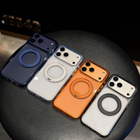 Casing HP Kristal Bening Grosir dengan Stand Putar 360 Derajat, Cincin Magnet, dan Pengisian Daya Nirkabel untuk iPhone 15 16 17 18p 18pm