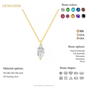 จี้เพชรโมอิสซาไนต์ทรงมาร์คีส์ 0.8 กะรัต ทองคำแท้ 18K AU750  แบบสั่งทำพิเศษ สีเหลือง/ขาว/โรสโกลด์ - Product Image 1