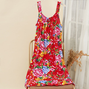 Vestido de pijama con tirantes de seda de algodón para mujer, bonito vestido de dormir de algodón Artificial de gran tamaño - Product Image 6