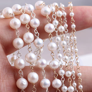 14K altın dolgulu kablo zinciri boncuklu 2-7mm beyaz yuvarlak su taze inci DIY kalıcı kolye bilezik yapımı için aksesuarlar - Product Image 2