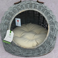 Cama para Gatos Tradicional Tejida a Mano de Mimbre Natural, Ecológica, Nido para Mascotas, Cesta Artesanal para Gatitos, Uso en Interiores, Transpirable y Lavable