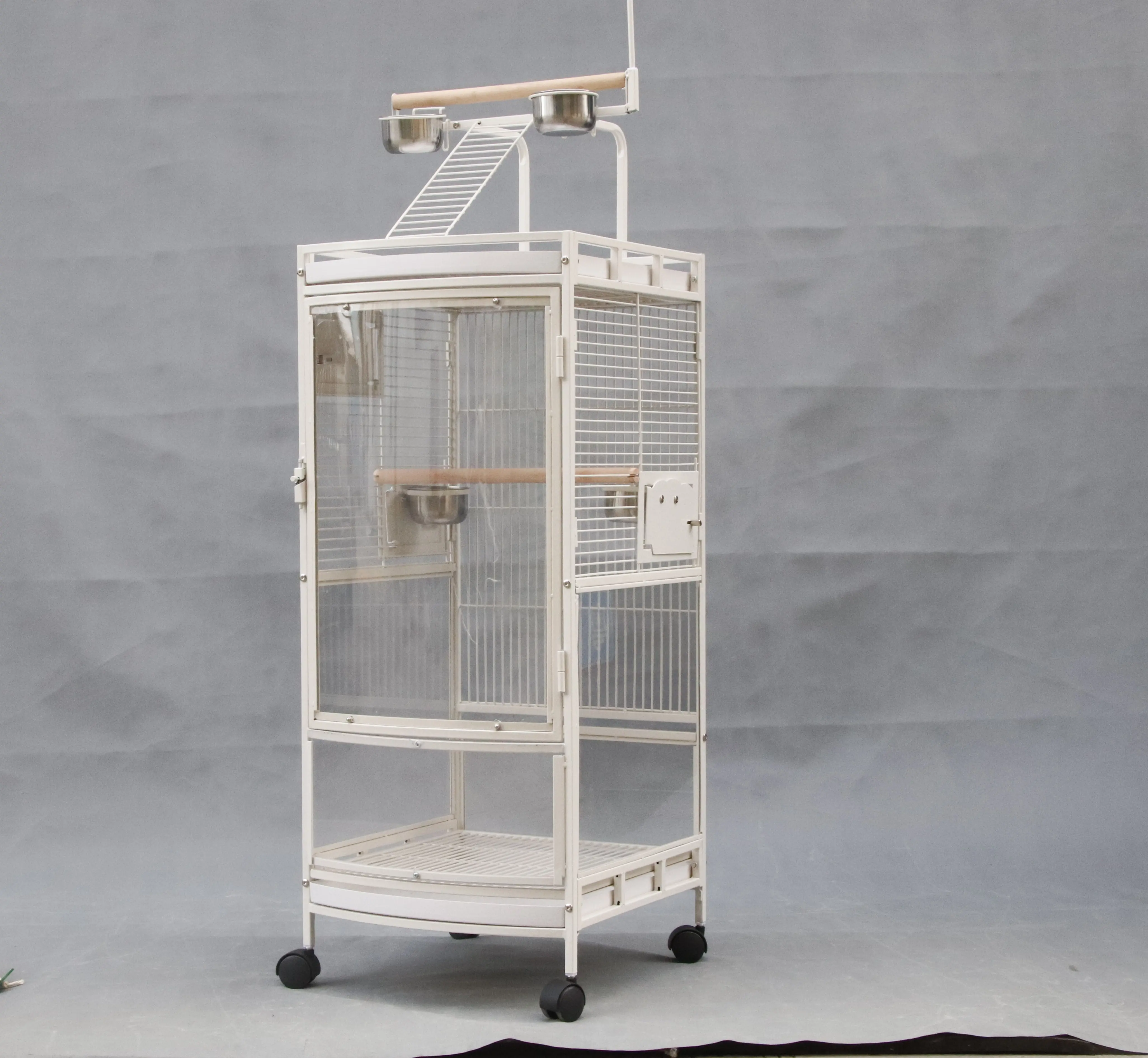 New Style Acrylic Bird Cage with Rolling Stand for Large Parrots Conure Lovebird Cockatiel Pigeon Cages