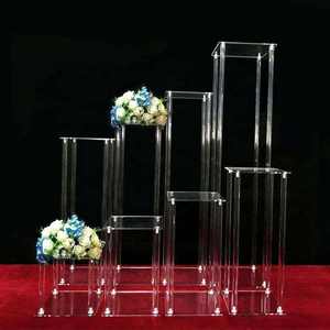 OEM AURORA Clear <b>Acrylic</b> Square Pedestal <b>Stand</b> Customizable Color Size Easy Installation Display Riser for Shop Window Wedding - Product Image 4