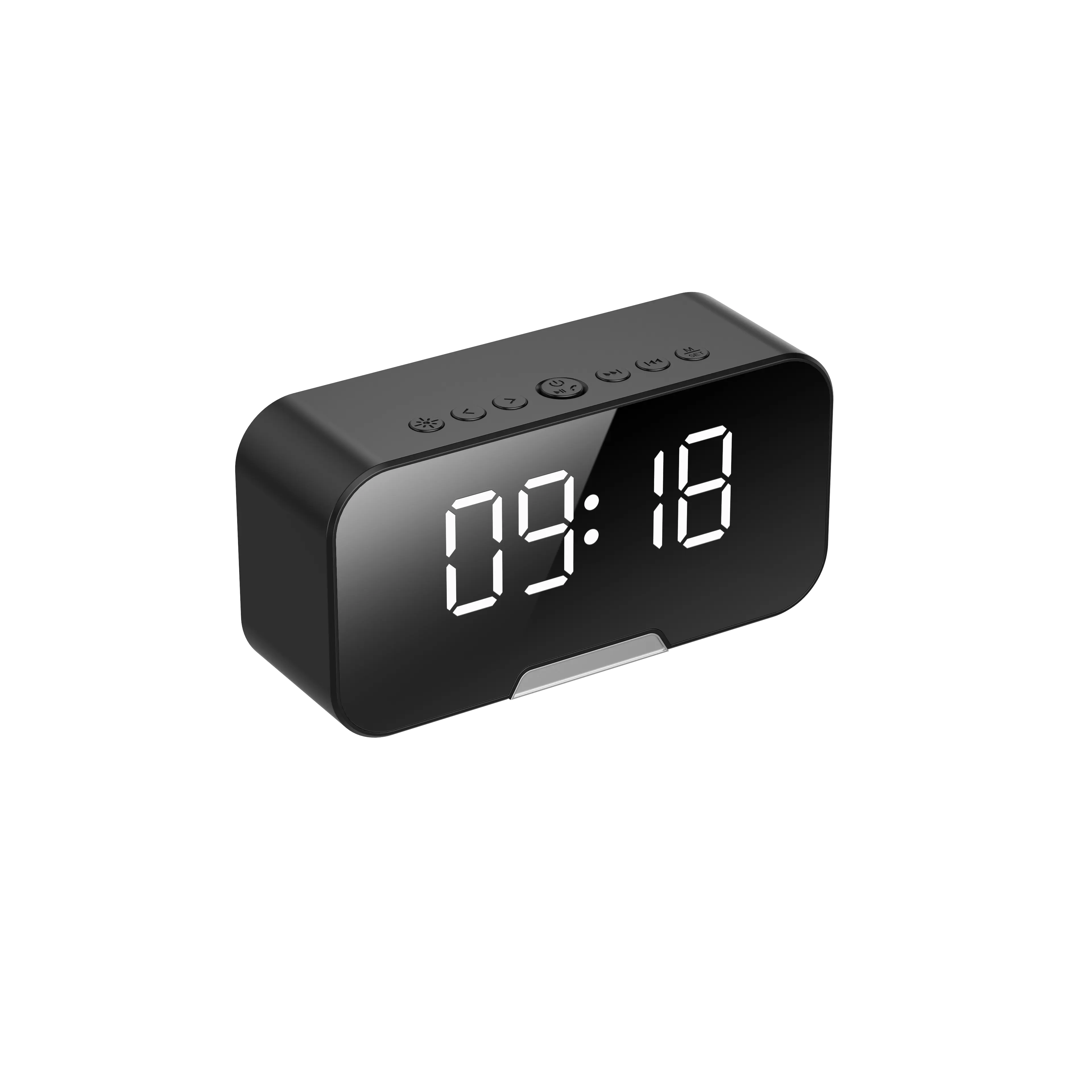 Minialtavoz con alarma y Bluetooth, dispositivo con pantalla LED, micrófono FM, función de repetición de sueño, despertador, inalámbrico