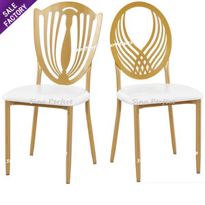 Sillas Apilables Ovaladas de Metal Dorado para Ceremonias, Fiestas, Bodas y Eventos de Comedor, con 20 Años de Experiencia - Product Image 1