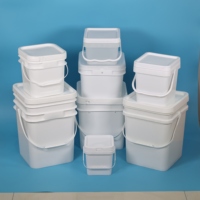 Seau carré de 2L à 20L avec couvercle, vente en gros, impression de logo, couleur, plastique PP, seaux carrés pour aliments