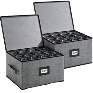 Caja de Almacenamiento para Copas de Vino con Divisores para Cristalería, Almacenamiento y Transporte, Carcasa Rígida y Apilable - Product Image 1