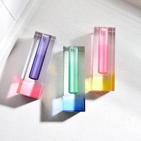 Vase en tube acrylique transparent rose clair de luxe, style arche florale, en cristal, pour la fabrication et la vente en gros