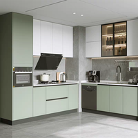 Ensemble de cuisine moderne à grande échelle avec îlot, ensemble complet de meubles de cuisine écologiques, y compris les accessoires de robinetterie
