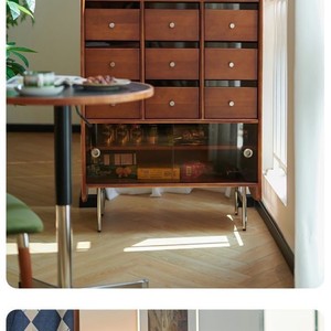 Solid Wood <b>Sideboard</b> Vintage Style Storage Cabinet 84x40x114 Cm Boxwood Mocha Living Room Furniture - Product Image 3